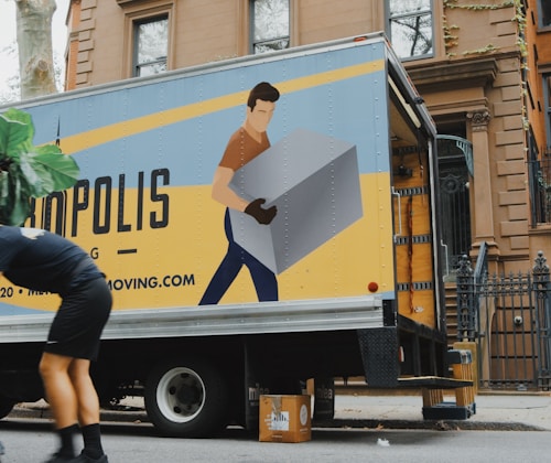 Moving van being loaded
